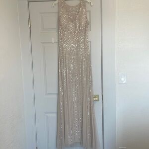 Adrianna Papell Blush/beige sequin gown